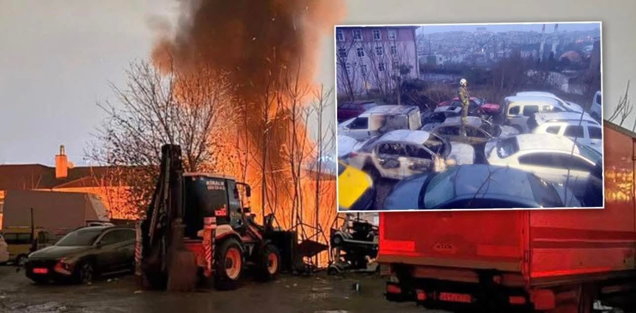 YILDIRIM DEHŞETİ:OTOPARKA DÜŞEN YILDIRIM 14 ARACI KÜLE ÇEVİRDİ!