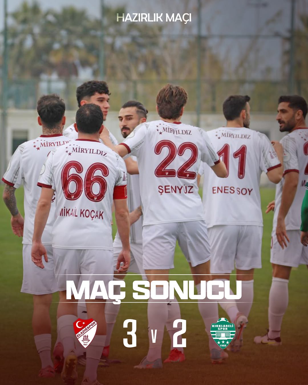 ELAZIĞSPOR KAMPA GALİBİYETLE BAŞLADI: KIRKLARELİSPOR 2-3 ELAZIĞSPOR