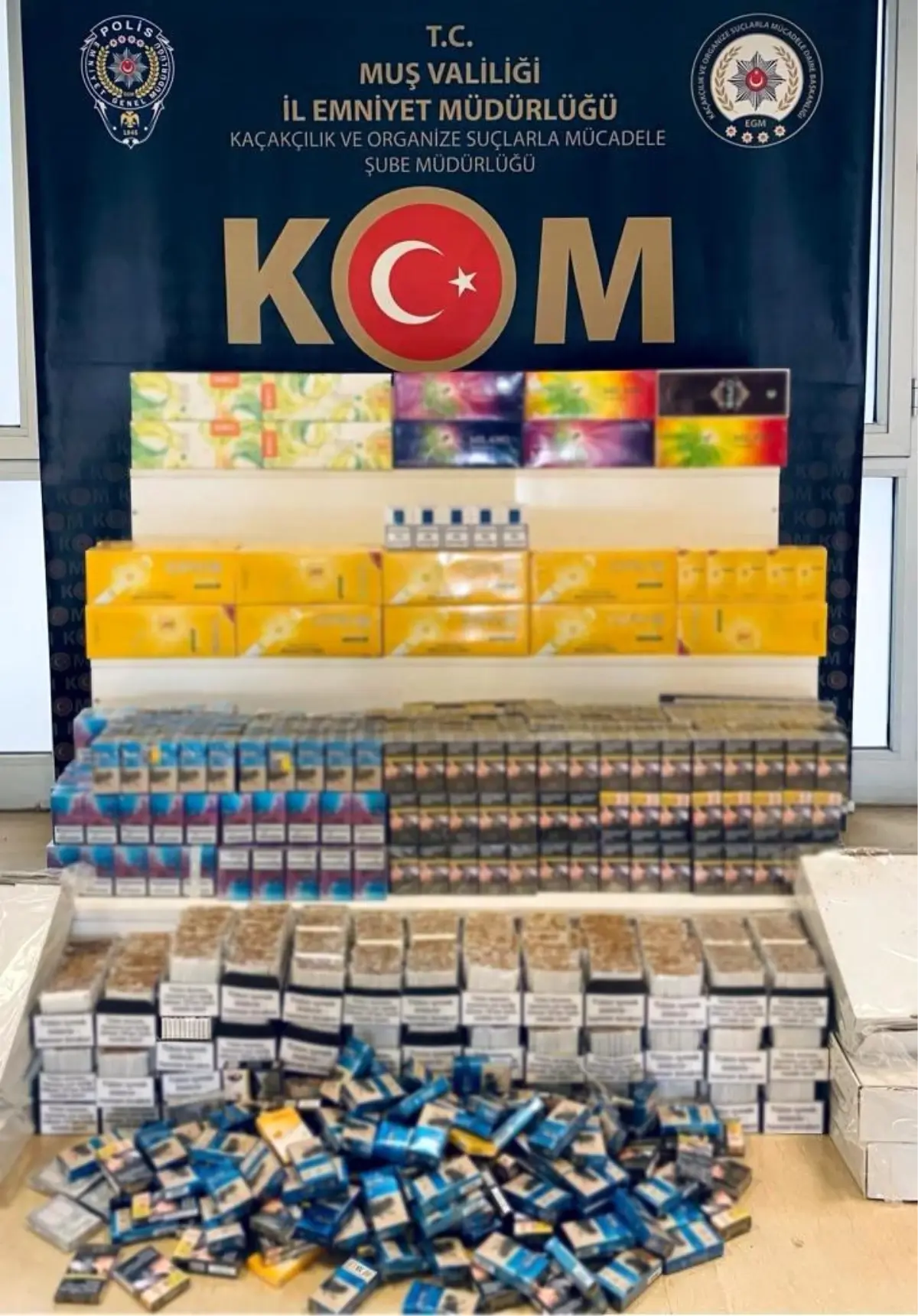 Muş’ta 2 bin 216 paket gümrük kaçağı sigara ele geçirildi
